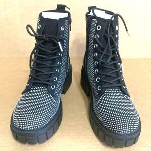 Size: 6 . Chunky Lug Combat Boots w/ Rhinestone . Madden NYC . New in Box